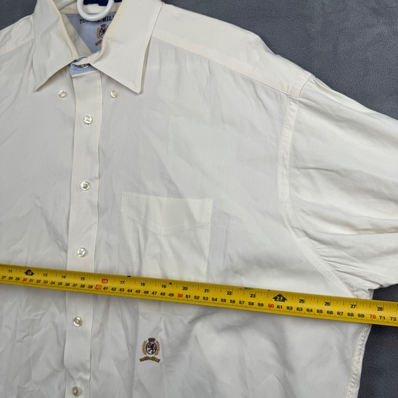 Vintage Tommy Hilfiger Mens Cream Button Down Dress Shirt 17.5 33 Tailored Fit - Picture 6 of 8
